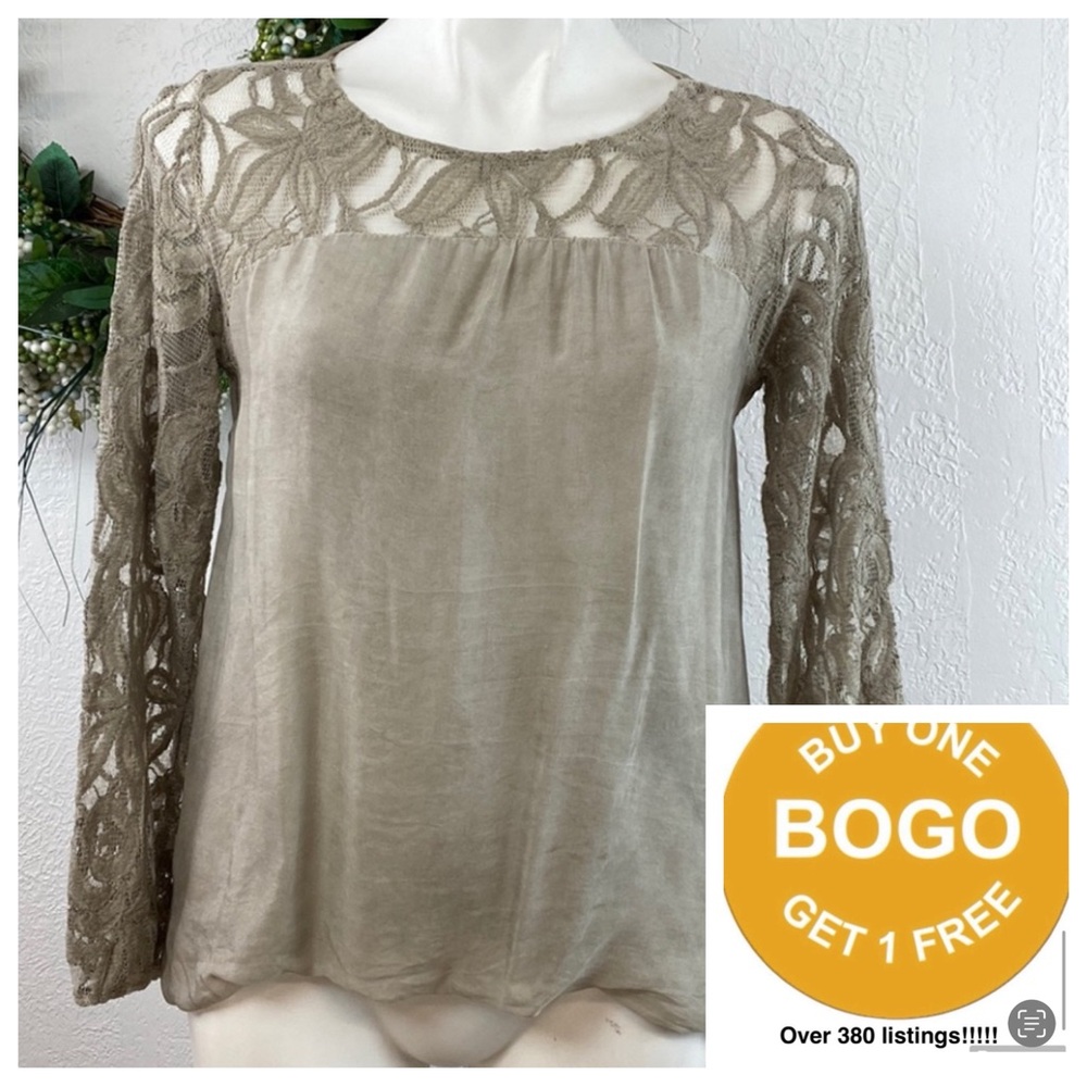 Piazza Roma blouse Italian silk lace size XS